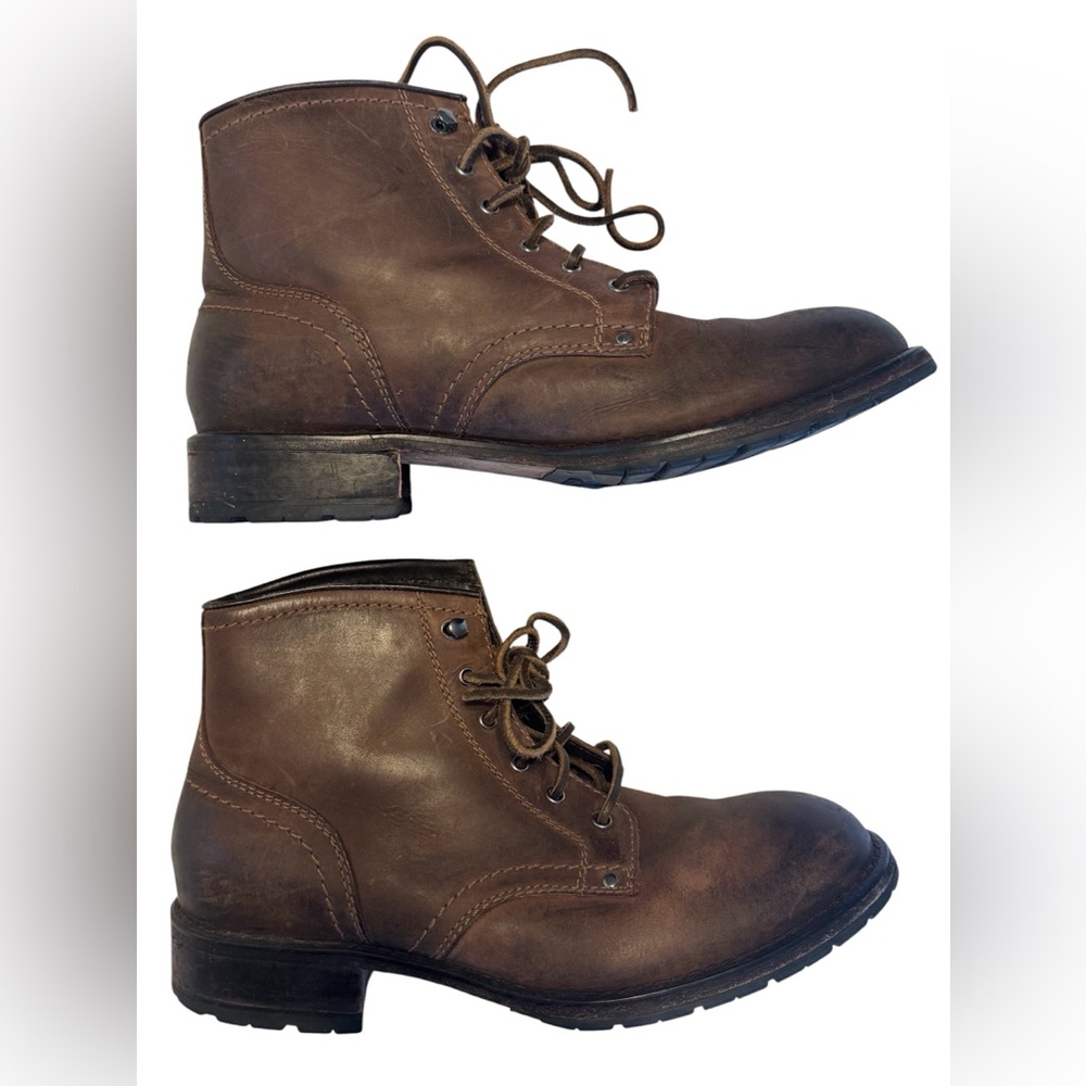 Cole Haan Grand OS Leather Boots Men 9 Brown Lace Up Distressed Workwear Rugged - Picture 7 of 16